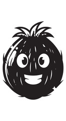 Fototapeta premium Smiling Cartoon Coconut Mascot with Spiky Hair and Big Eyes.
