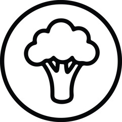 Illustrator Broccoli within circle simple minimalist outline style Silhouette vector