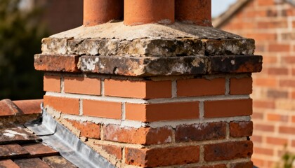 Craftsman blends new brickwork seamlessly with old on a chimney highlighting precise patching techniques and thorough restoration in medium framing