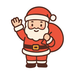 Kawaii Santa Claus Waving – Cute Christmas Character Illustration