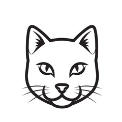 Obraz premium Minimalist black and white cat head illustration with clean linework.