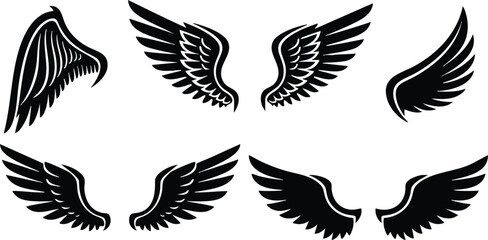 Obraz premium Wing illustrations featuring various styles and designs for creative projects and artistic expression 