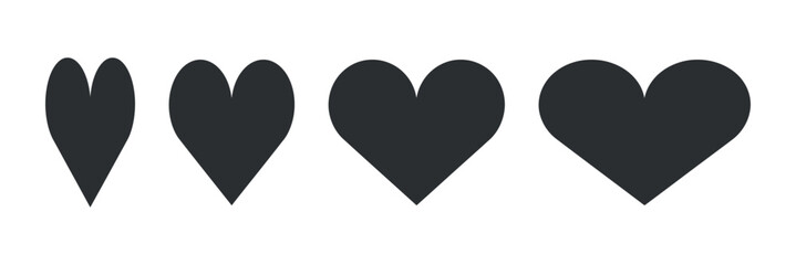 Set of Heart Shapes with Different Proportions