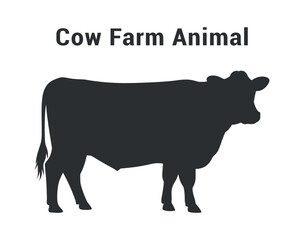 Cow farm animal silhouette on white background for graphic design