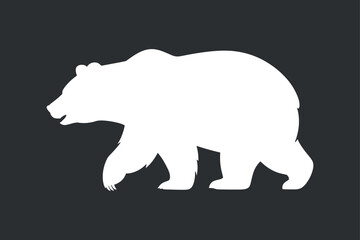 White Bear Walking on Dark Gray Background Illustration