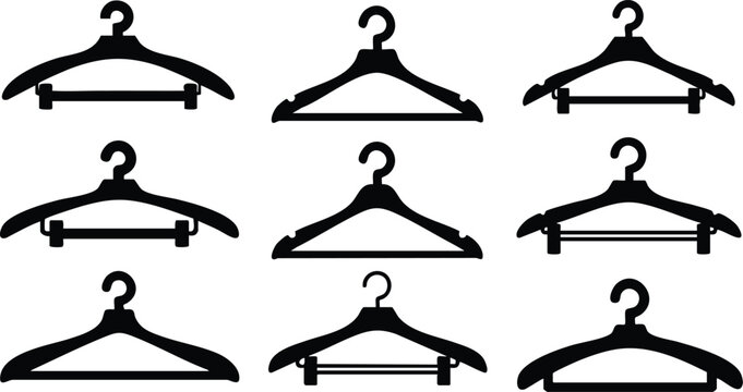 Various coat hangers in different styles for clothing organization and storage solutions 