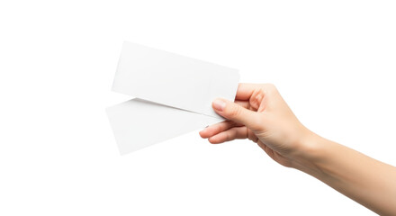 Obraz premium Hand holding blank event tickets for concert or travel concept on black background