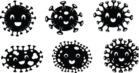 Playful virus characters with happy faces for educational purposes and health awareness campaigns 