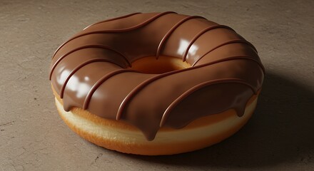 Chocolate Frosted Donut with Drips on Stone Surface