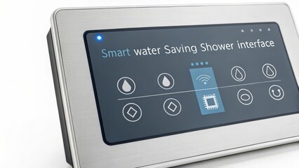 Smart water saving shower interface for a modern bathroom offers efficiency and sustainability, perfect for eco-conscious living and innovative home design