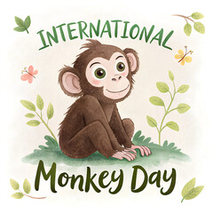 Playful Monkeys Celebrating International Monkey Day, Wildlife Monkeys in Natural Habitat, Cute Baby Monkey Portrait, Jungle Monkey Exploring Trees, Curious Monkey Close-Up