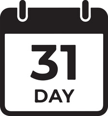 Calendar Vector Icon with 31 Day Symbol for Schedule and Planning