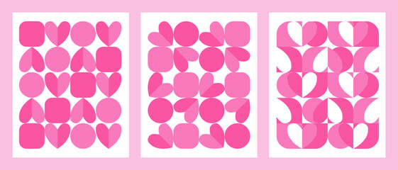 Beautiful set of abstract Valentine&rsquo;s backgrounds with dual-tone hearts and forms. Ideal for digital and print projects, including covers, gift wrap, banners, love-themed designs, and romantic decor.