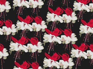 seamless pattern with red flowers