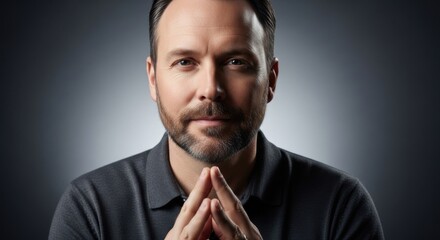 Close-up portrait of a confident man with a contemplative expression
