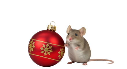 Christmas mouse and red ornament for festive decor and holiday cheer