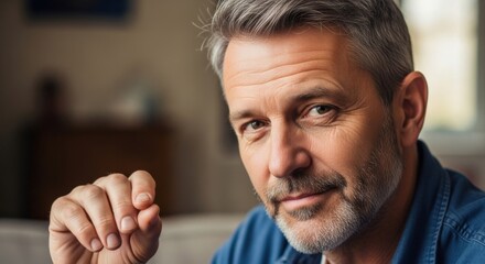 Obraz premium Distinguished middle-aged man with salt-and-pepper hair and