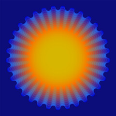 Round gradient shape with waves, abstract border, vector illustration.