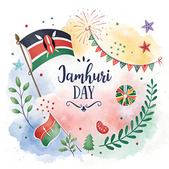 Jamhuri Day Kenya Celebration Artwork, Kenyan Independence Day Flag Illustration, Patriotic Jamhuri Day Cultural Design, Kenya National Holiday Graphic, African Heritage Jamhuri Poster