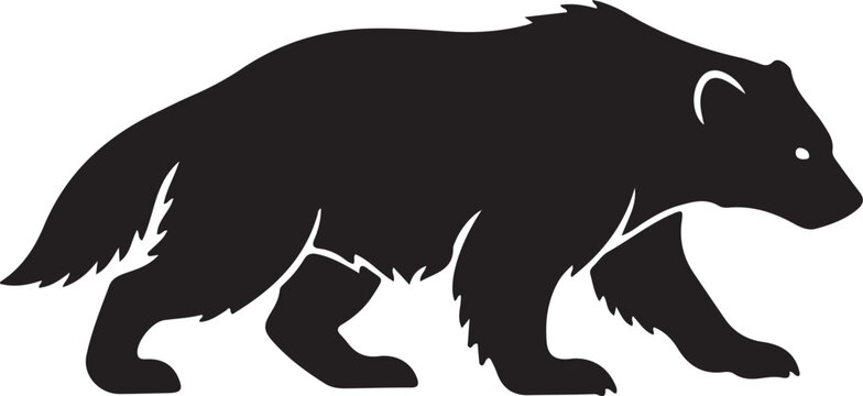 Wolverine Silhouette Vector Illustration Walking Mammal Graphic