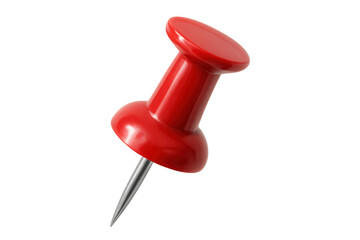 Red pushpin creating focus, holding important notes, school and office supplies, with transparent background