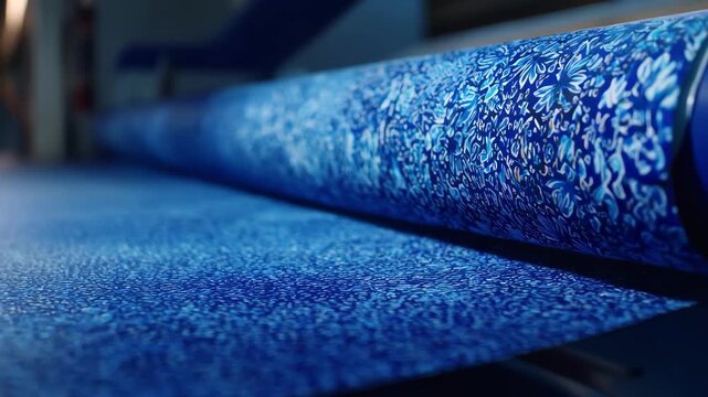 Medium shot showing automated quality control with sensordriven detection of irregularities on custom printed fabrics in a specialized production line.