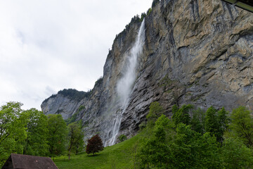 lauterbrunnen waterfall in swiss alps