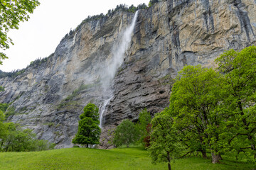 lauterbrunnen waterfall in swiss alps