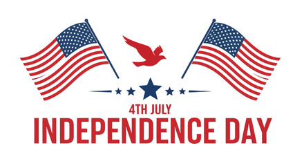 Fourth of july independence day celebration with american flags and an eagle graphic