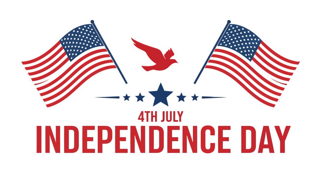 Fourth of july independence day celebration with american flags and an eagle graphic - Powered by Adobe