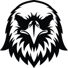 Bold eagle head vector silhouette illustration for logos and graphic designs