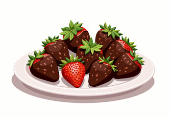Deliciously Tempting Chocolate Covered Strawberries Arranged on a Stylish White Plate Perfect for Dessert Enthusiasts and Fruit Lovers Alike