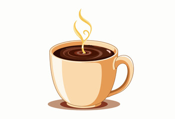 Fototapeta premium Illustration of a steaming coffee cup with elegant swirls representing warmth, freshness, and the invigorating aroma of a freshly brewed morning beverage