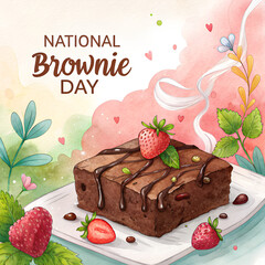 National Brownie Day Chocolate Dessert Celebration, Fudgy Brownies Sweet Treat Holiday, Homemade Brownie Day Dessert Photography, Decadent Cocoa Brownies Food Celebration, Fresh Baked Brownies Dessert