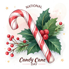 Festive Candy Cane Celebration, National Candy Cane Day Sweet Traditions, Holiday Peppermint Treat Magic, Red and White Candy Joy, Winter Candy Cane Delight