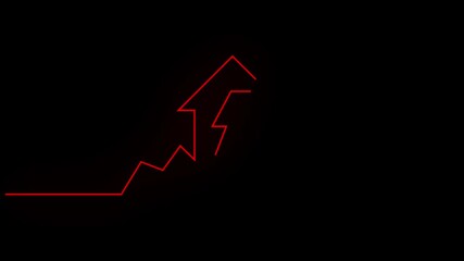 Red Line Graph Showing Upward Trend on Black Background image photo