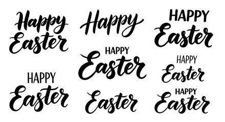Happy easter greeting card with elegant script font designs in black color
