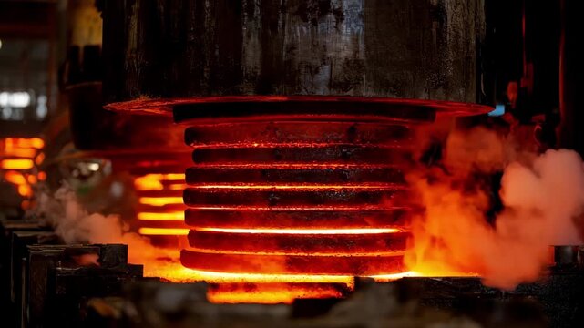 Electric ladle preheating in a medium shot showing heated coil elements wrapped around the ladle highlighting energyefficient preparation methods.