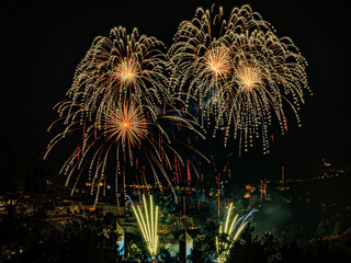Spectacular golden fireworks display for New Year Eve celebration