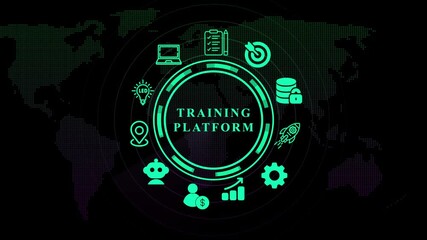 Training Platform Concept with Global Network and Icons. Business, technology, modern technology concept. - Powered by Adobe