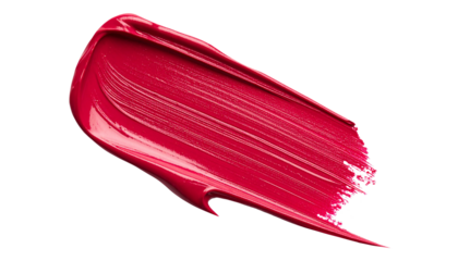 textured abstract raspberry color paint stroke isolated on transparent background, png