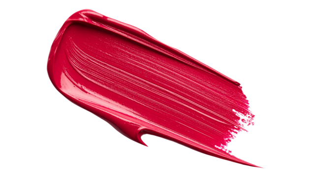 textured abstract raspberry color paint stroke isolated on transparent background, png - Powered by Adobe