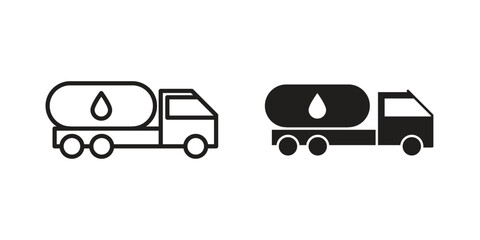 Fototapeta premium Fuel truck icon doodle set. editable outline stroke vector eps
