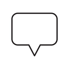 Fototapeta premium Minimal black speech bubble outline icon for chat design and messaging interfaces.