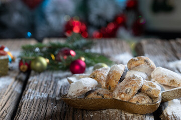 fresh Christmas cookies tree in background