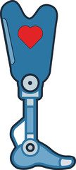 Prosthetic Leg Illustration Modern Friendly Artificial Limb Icon Representing Disability Support, Rehabilitation, and Medical Technology