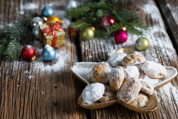 fresh Christmas cookies tree in background