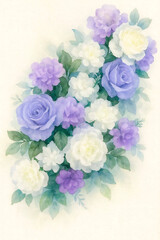 watercolor. pattern of delicate roses.