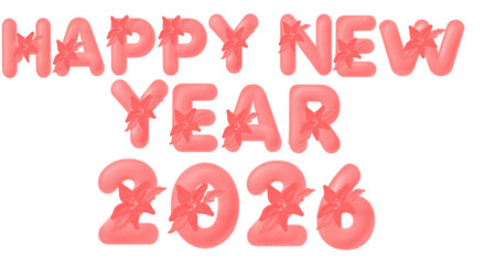 Festive happy new year 2026 greeting with dripping red text for holiday celebrations on transparent background