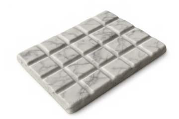 White marble chocolate bar texture on transparent background creating abstract pattern stone art food concept